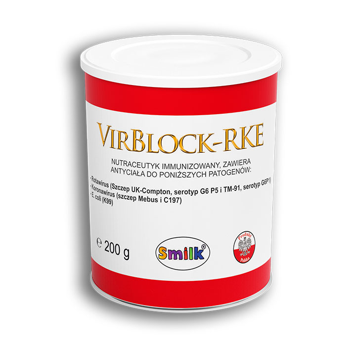 VirBlock-RKE- nutraceutyk immunizowany na koronawirusa, rotawirus, e.coli, 200 g